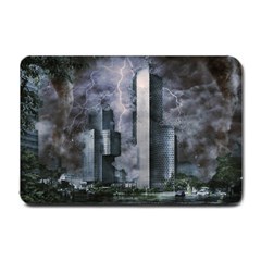 Digital Art City Cities Urban Small Doormat  by Simbadda