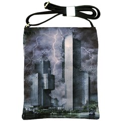 Digital Art City Cities Urban Shoulder Sling Bags by Simbadda