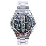 Digital Art City Cities Urban Stainless Steel Analogue Watch Front