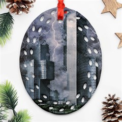 Digital Art City Cities Urban Ornament (oval Filigree) by Simbadda