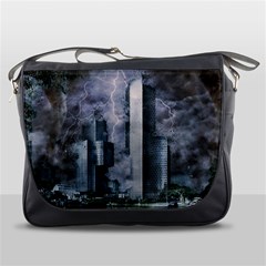 Digital Art City Cities Urban Messenger Bags by Simbadda