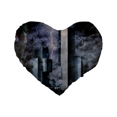 Digital Art City Cities Urban Standard 16  Premium Heart Shape Cushions by Simbadda