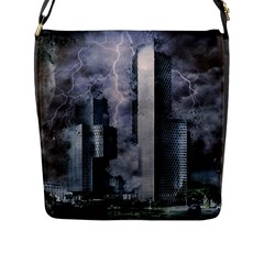 Digital Art City Cities Urban Flap Messenger Bag (l)  by Simbadda