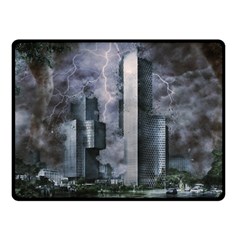 Digital Art City Cities Urban Double Sided Fleece Blanket (small)  by Simbadda