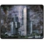 Digital Art City Cities Urban Double Sided Fleece Blanket (Medium)  58.8 x47.4  Blanket Front