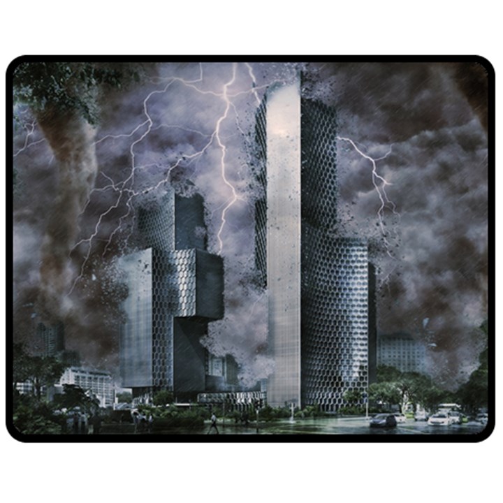 Digital Art City Cities Urban Double Sided Fleece Blanket (Medium) 