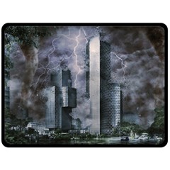 Digital Art City Cities Urban Double Sided Fleece Blanket (large)  by Simbadda