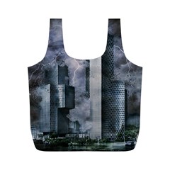 Digital Art City Cities Urban Full Print Recycle Bags (m)  by Simbadda