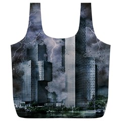 Digital Art City Cities Urban Full Print Recycle Bags (l)  by Simbadda