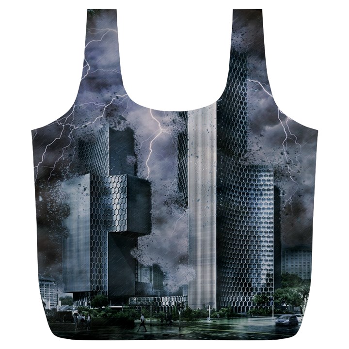 Digital Art City Cities Urban Full Print Recycle Bags (L) 