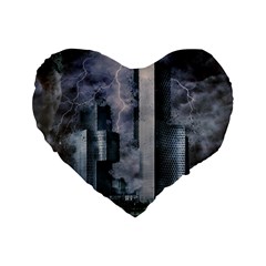 Digital Art City Cities Urban Standard 16  Premium Flano Heart Shape Cushions by Simbadda