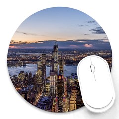 Panoramic City Water Travel Round Mousepads by Simbadda