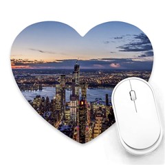 Panoramic City Water Travel Heart Mousepads by Simbadda