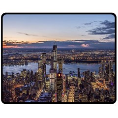 Panoramic City Water Travel Fleece Blanket (medium)  by Simbadda