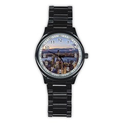 Panoramic City Water Travel Stainless Steel Round Watch by Simbadda