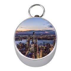 Panoramic City Water Travel Mini Silver Compasses by Simbadda