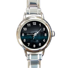 Skyline Night Star Sky Moon Sickle Round Italian Charm Watch by Simbadda