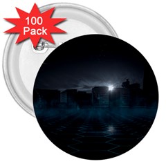 Skyline Night Star Sky Moon Sickle 3  Buttons (100 Pack)  by Simbadda