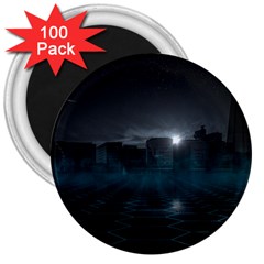 Skyline Night Star Sky Moon Sickle 3  Magnets (100 Pack) by Simbadda