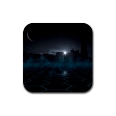 Skyline Night Star Sky Moon Sickle Rubber Square Coaster (4 Pack)  by Simbadda