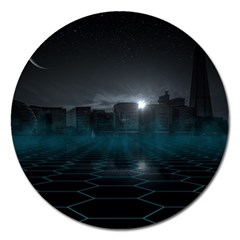 Skyline Night Star Sky Moon Sickle Magnet 5  (round) by Simbadda