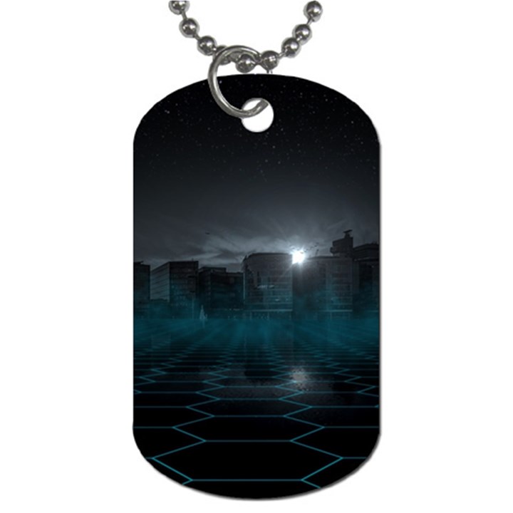 Skyline Night Star Sky Moon Sickle Dog Tag (Two Sides)