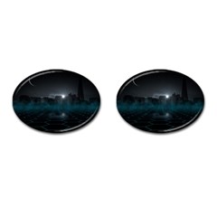 Skyline Night Star Sky Moon Sickle Cufflinks (oval) by Simbadda