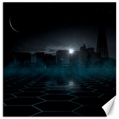 Skyline Night Star Sky Moon Sickle Canvas 20  X 20   by Simbadda