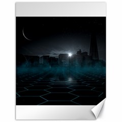 Skyline Night Star Sky Moon Sickle Canvas 18  X 24   by Simbadda