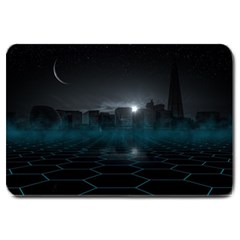 Skyline Night Star Sky Moon Sickle Large Doormat  by Simbadda