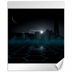 Skyline Night Star Sky Moon Sickle Canvas 11  X 14   by Simbadda