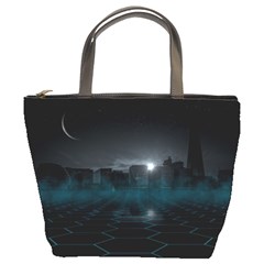 Skyline Night Star Sky Moon Sickle Bucket Bags by Simbadda