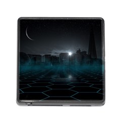 Skyline Night Star Sky Moon Sickle Memory Card Reader (square) by Simbadda