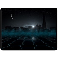 Skyline Night Star Sky Moon Sickle Fleece Blanket (large)  by Simbadda