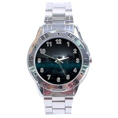 Skyline Night Star Sky Moon Sickle Stainless Steel Analogue Watch by Simbadda