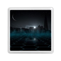 Skyline Night Star Sky Moon Sickle Memory Card Reader (square)  by Simbadda