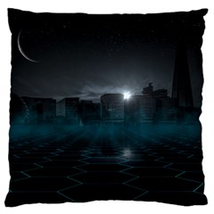 Skyline Night Star Sky Moon Sickle Large Flano Cushion Case (two Sides) by Simbadda