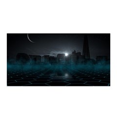 Skyline Night Star Sky Moon Sickle Satin Wrap by Simbadda