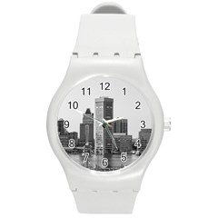 Architecture City Skyscraper Round Plastic Sport Watch (m) by Simbadda