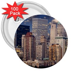 New York Skyline Manhattan Hudson 3  Buttons (100 Pack)  by Simbadda