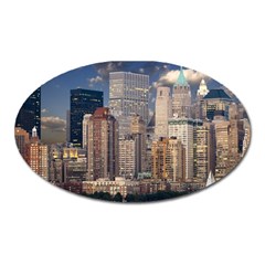 New York Skyline Manhattan Hudson Oval Magnet by Simbadda