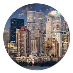 New York Skyline Manhattan Hudson Magnet 5  (round) by Simbadda