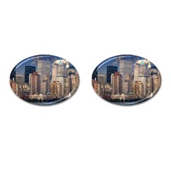 New York Skyline Manhattan Hudson Cufflinks (oval) by Simbadda