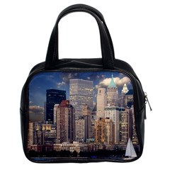 New York Skyline Manhattan Hudson Classic Handbags (2 Sides) by Simbadda