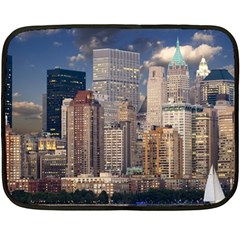 New York Skyline Manhattan Hudson Fleece Blanket (mini) by Simbadda