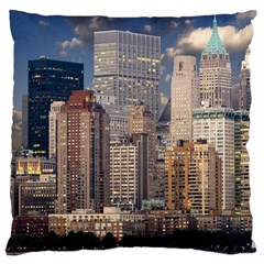 New York Skyline Manhattan Hudson Large Cushion Case (one Side) by Simbadda