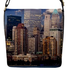 New York Skyline Manhattan Hudson Flap Messenger Bag (s) by Simbadda