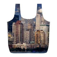 New York Skyline Manhattan Hudson Full Print Recycle Bags (l)  by Simbadda