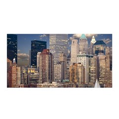 New York Skyline Manhattan Hudson Satin Wrap by Simbadda