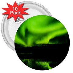 Aurora Borealis Northern Lights Sky 3  Buttons (10 Pack)  by Simbadda